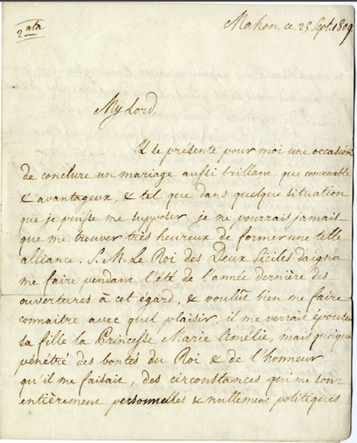 Lettre autographe du roi des Français, Louis-Philippe Ier au marquis de Wellesley, Richard Colley