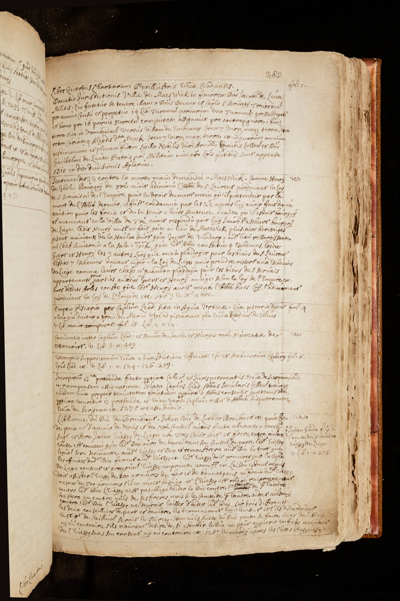 Extractum ex libro primo chartatum ecclesiae Leodiensis conscripto de mandato capituli