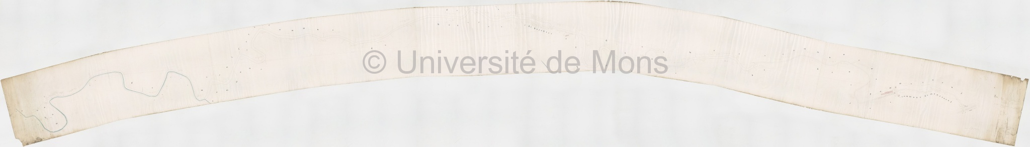 Plan de la partie abandonnée du lit de la Haine formant domaine de l'Etat, de l'écluse de la Malmaison aux frontières de France