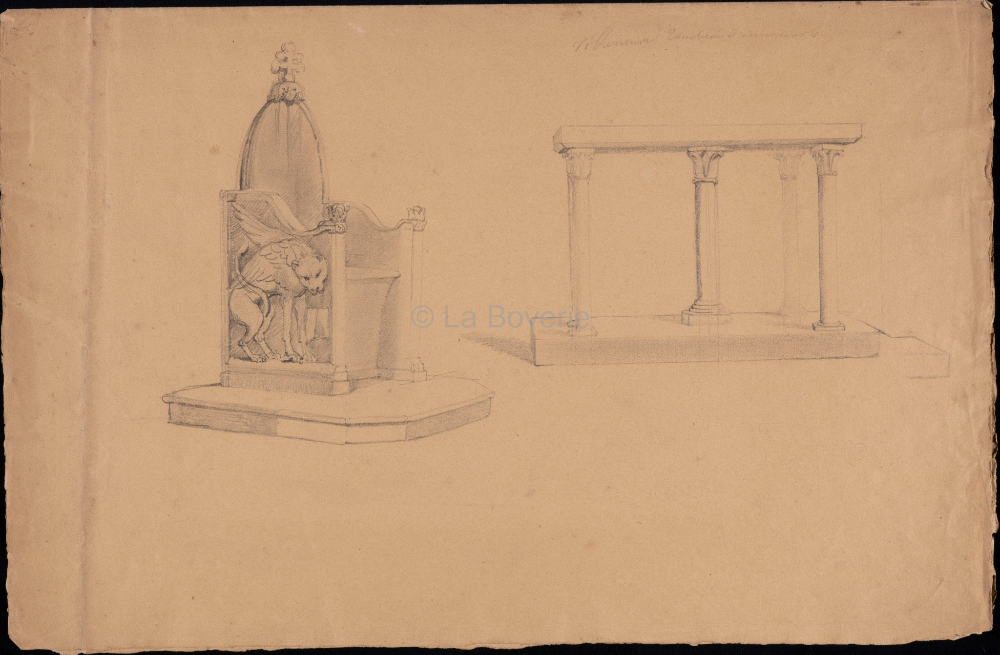 Fonts baptismaux, trône et tombeau d'Innocent VI