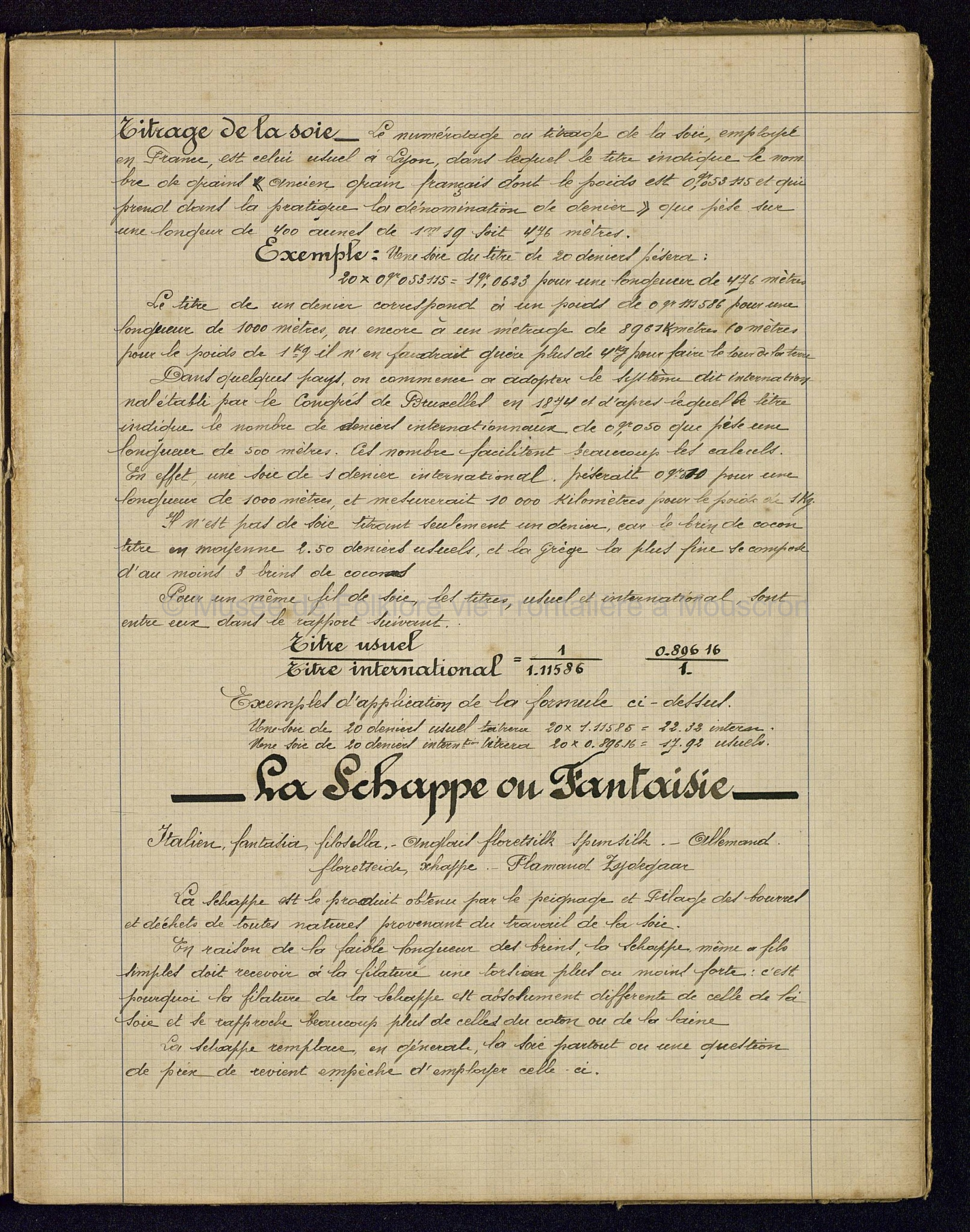 Cours de théorie de tissage. Cahier 1
