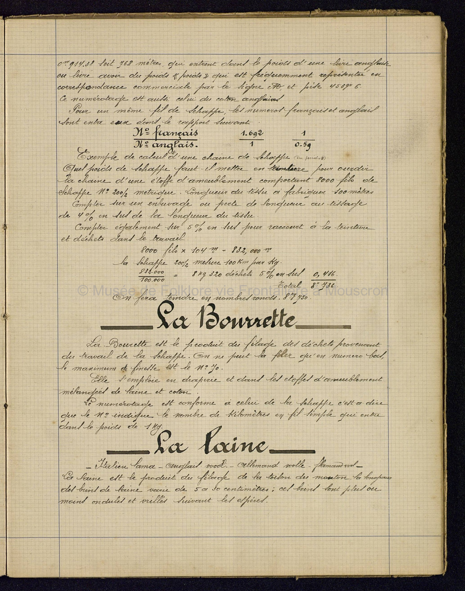 Cours de théorie de tissage. Cahier 1