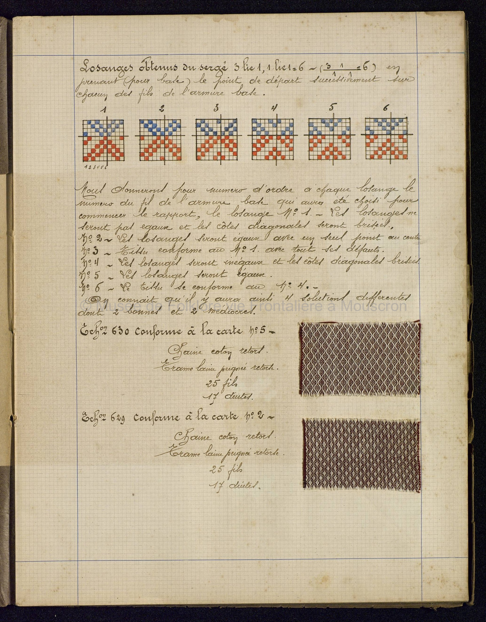 Cours de théorie de tissage. Cahier 6